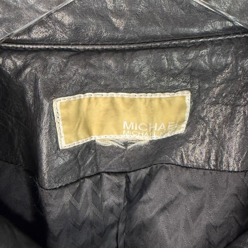 MICHAEL Michael Kors Oilslick Black Soft Leather Jacket Moto Field Coat Large - Picture 4 of 8